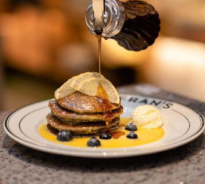 brunch menu blueberry pancake