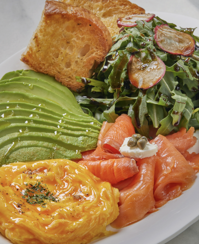 avocado bread ham and omelette brunch menu